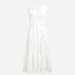 J Crew Tiered midi dress in striped clip dot